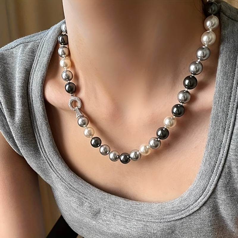 8mm Mixed Retro Bead Necklace and Bracelet Set for Casual Wear or Gift